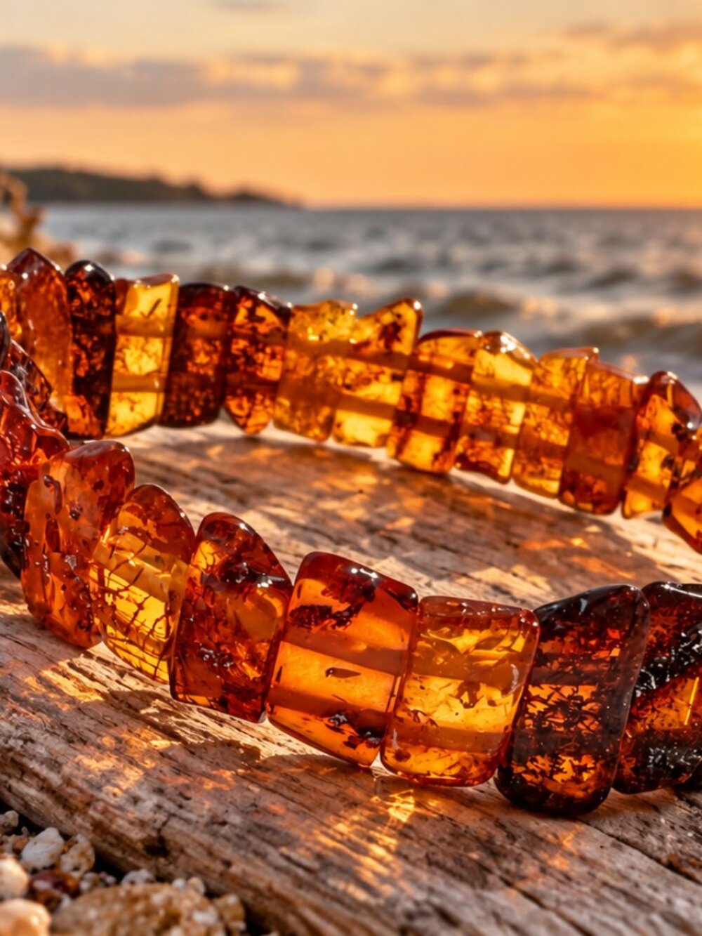 Authentic Baltic Amber Stretch Bracelet | Genuine Honey & Cognac Amber Beads